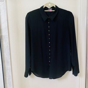 Vince Camuto Semi-Sheer Lined Top w Gold Hardware